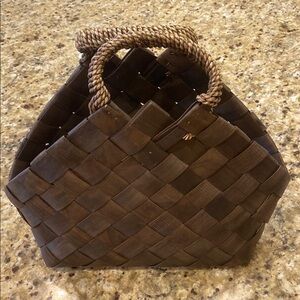 Rustic Chocolate Brown Woven Gathering Basket. Very good condition.